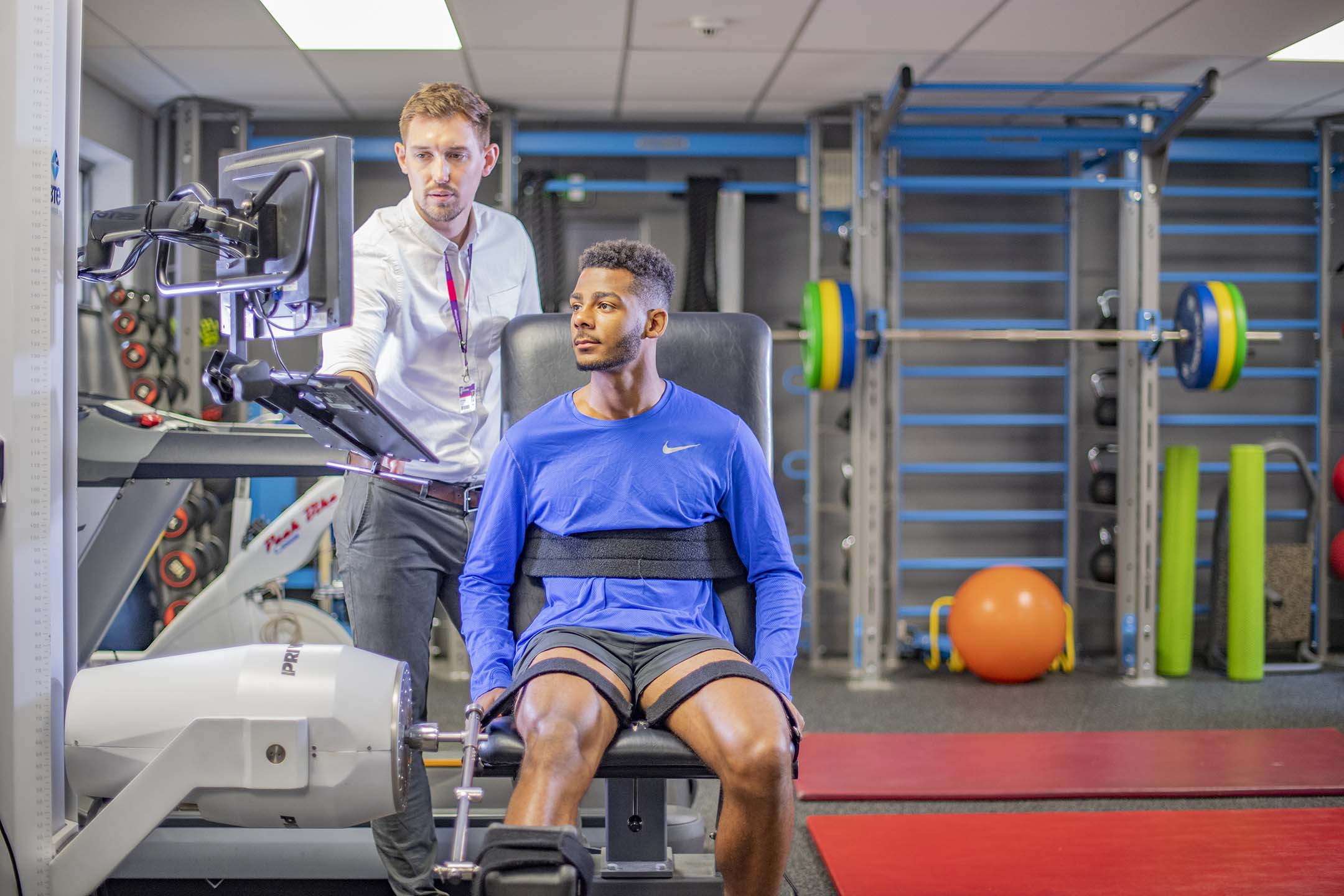 Young male athlete being tested in the human performance centre
